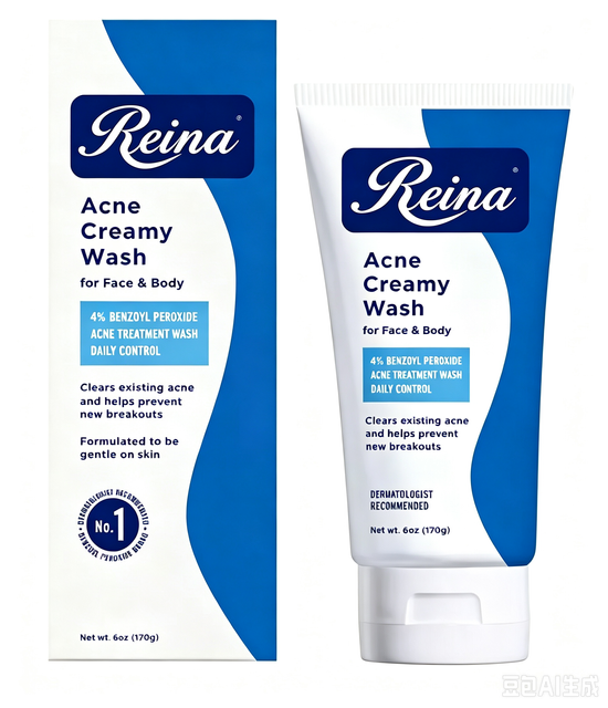 4% Benzoyl Peroxide Acne Creamy Wash For Face & Body Daily Control Facial Cleanser