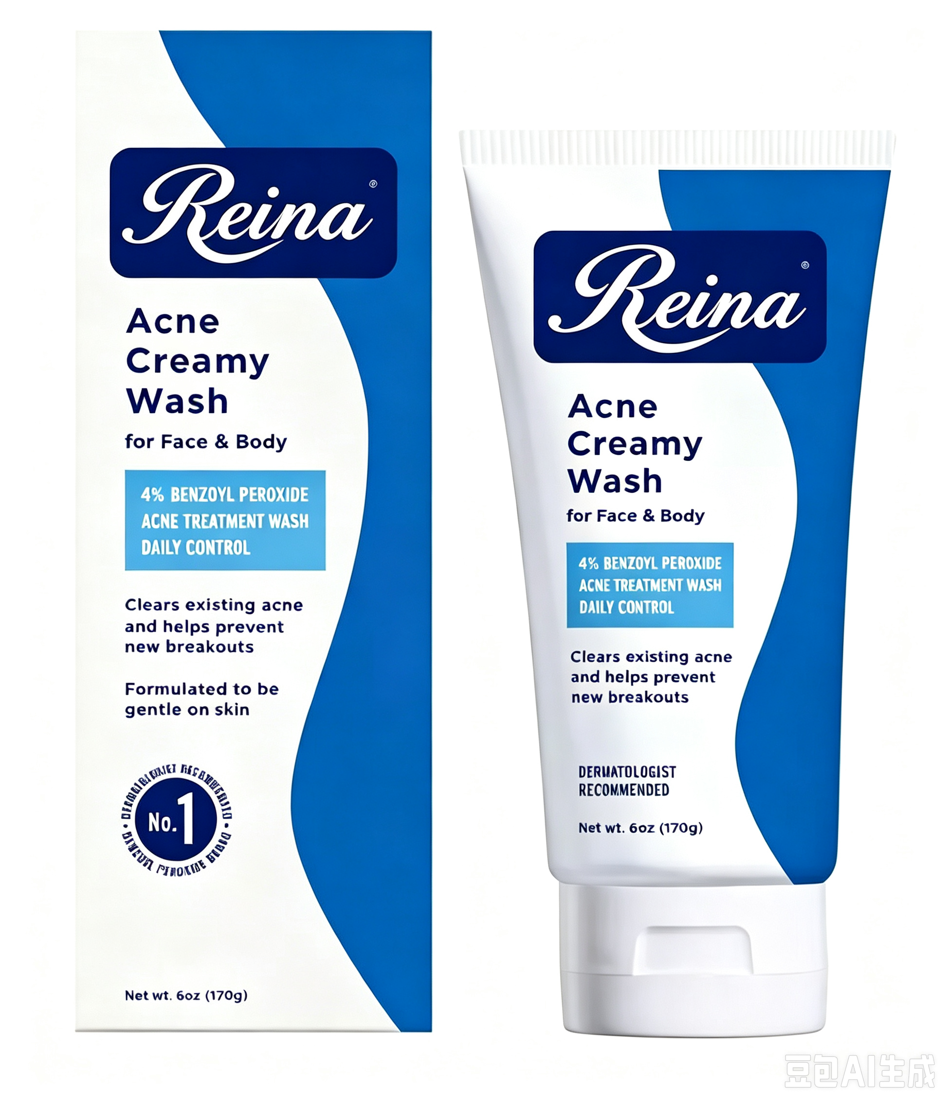 4% Benzoyl Peroxide Acne Creamy Wash For Face & Body Daily Control Facial Cleanser